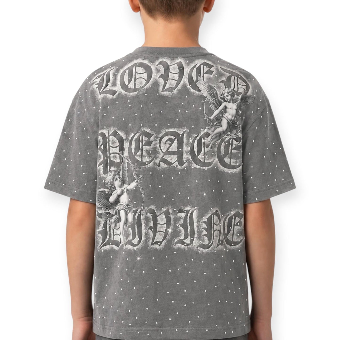 Dizaster Premium Boys Restricted Rhinestones Tee Grey