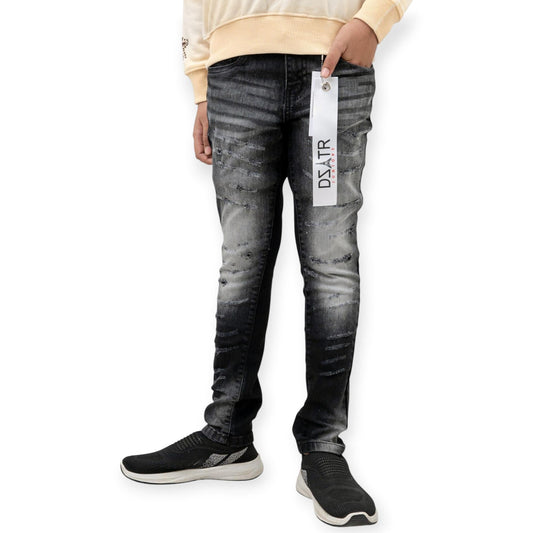 Disaster Premium Boys Kids Skinny Jeans BLACK GRATE