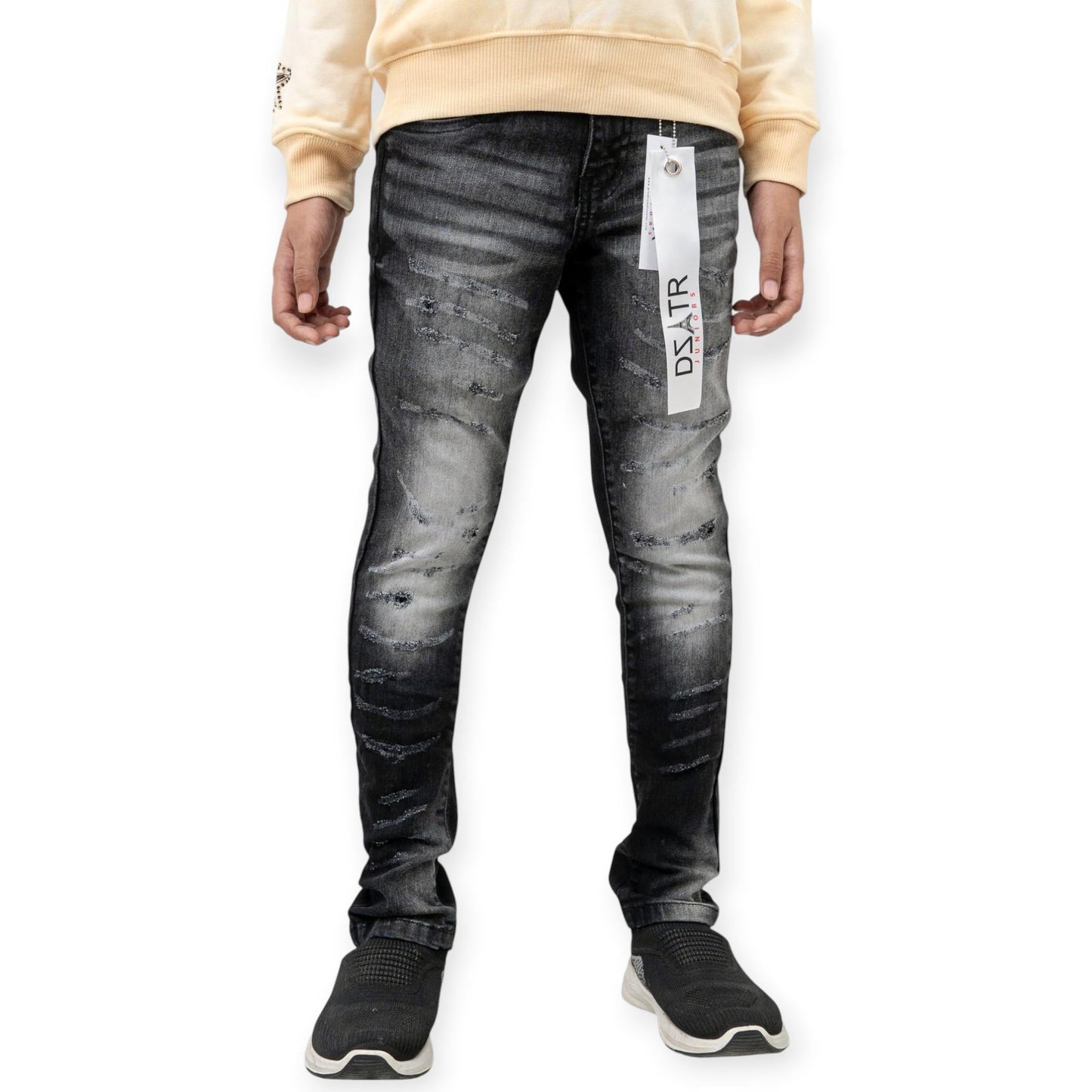 Disaster Premium Boys Kids Skinny Jeans BLACK GRATE