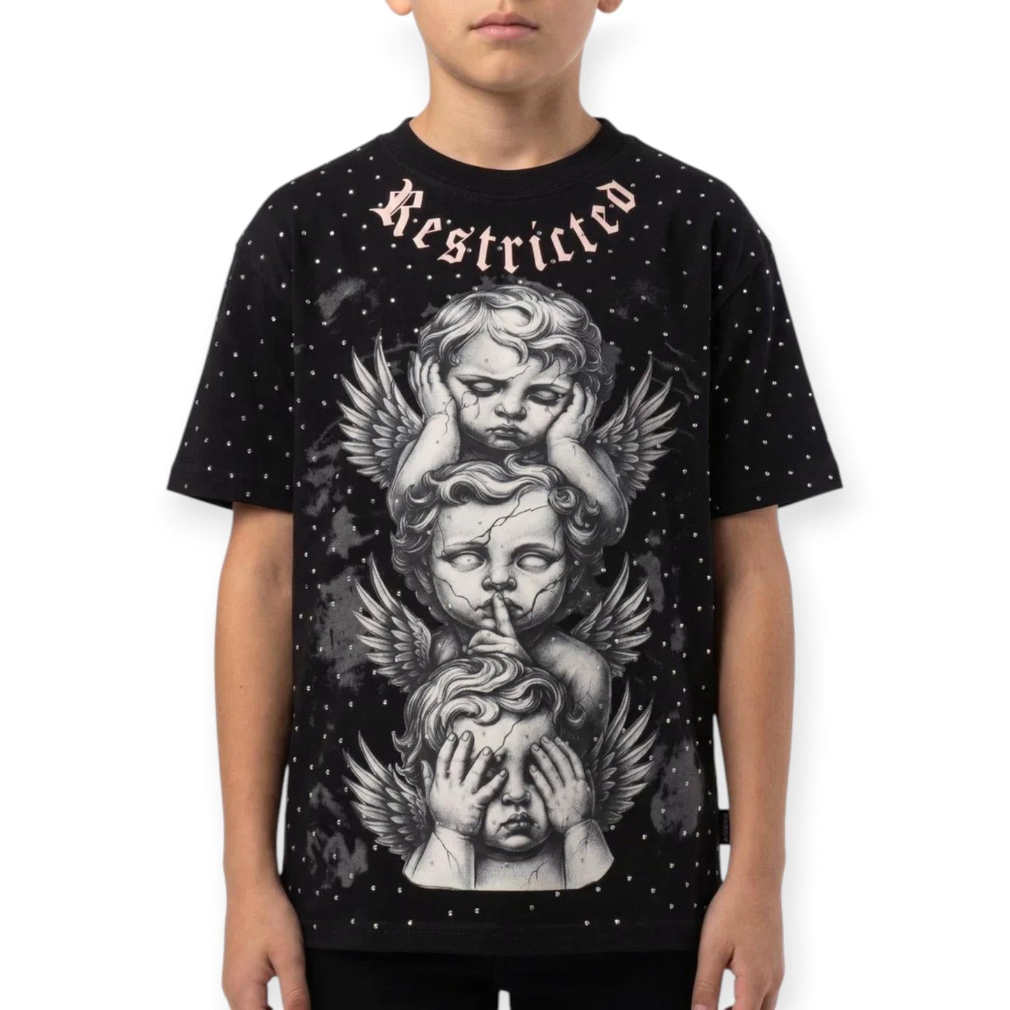 Disaster Premium Boys Restricted Rhinestones Tee Black