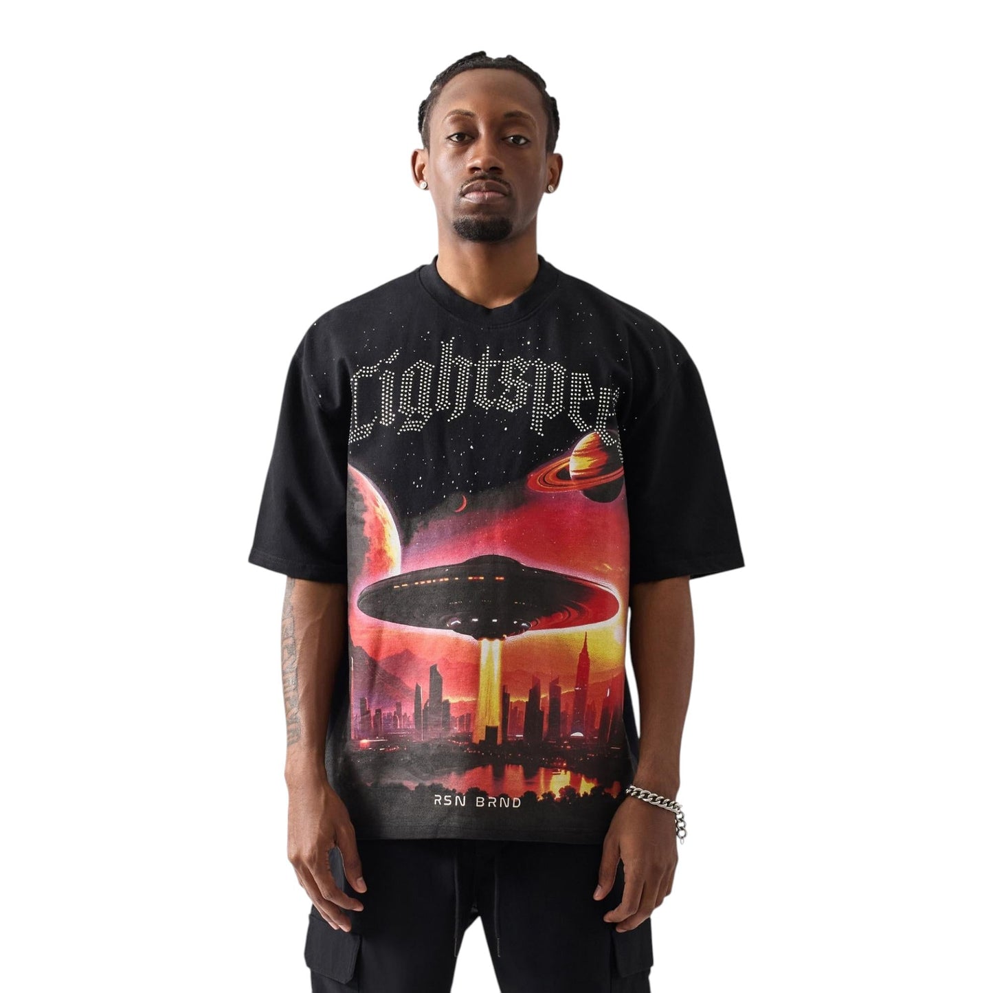 REASON Men Lightspeed Tee - Classic Fit Crewneck Top - Black