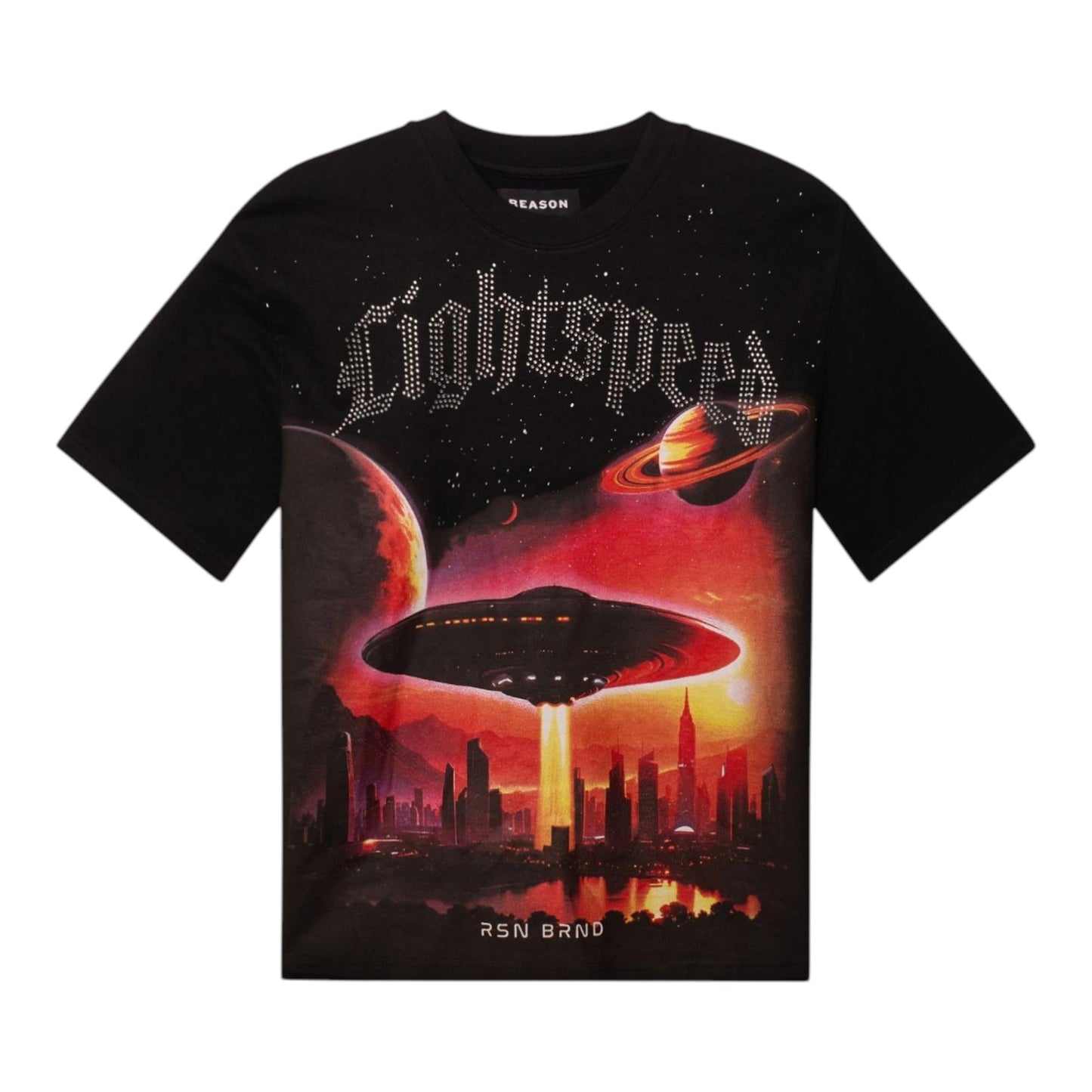 REASON Men Lightspeed Tee - Classic Fit Crewneck Top - Black